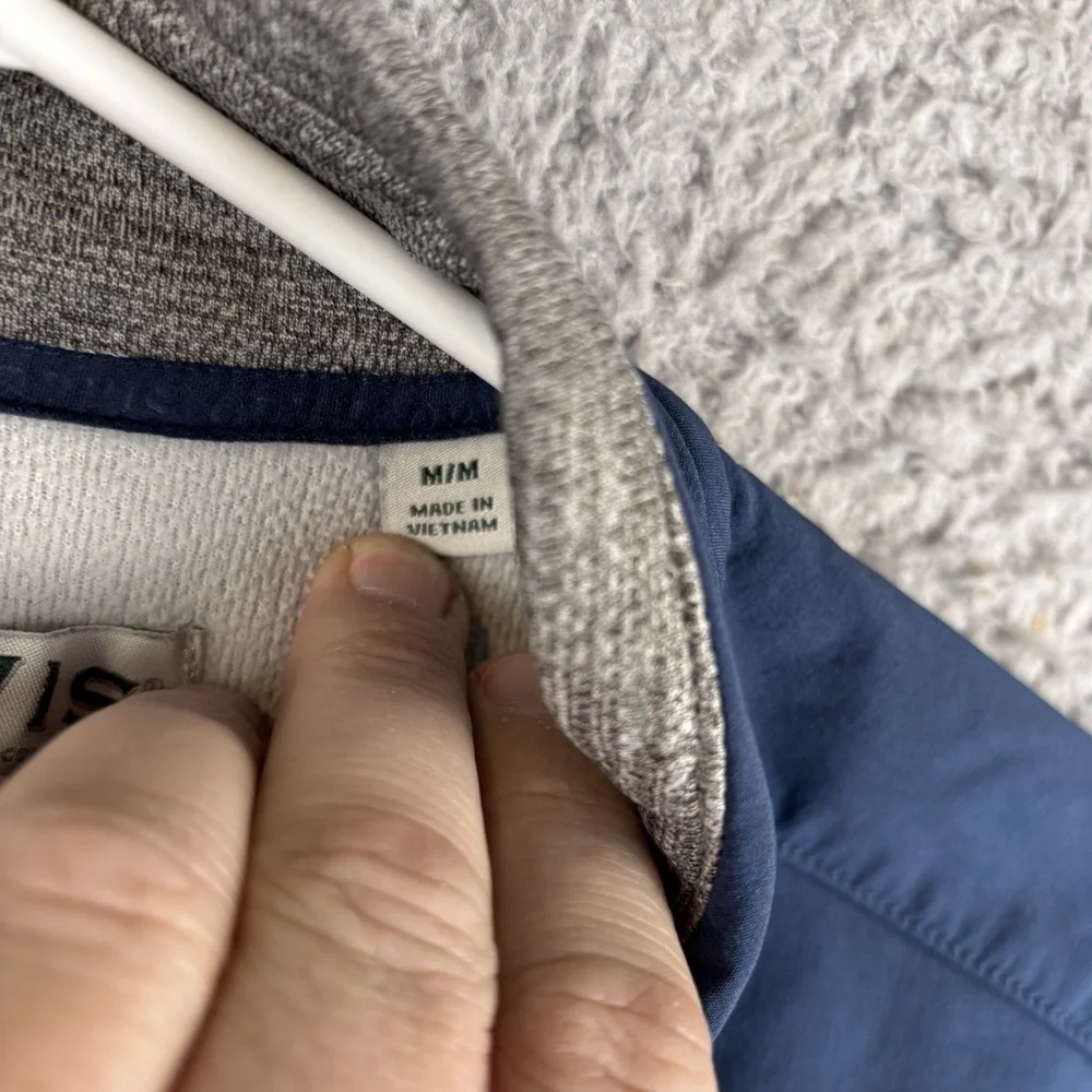 Orvis Mens 1/4 Zip Hybrid‎ Fleece Medium Navy Gray Outdoor Pullover Sweater